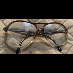 Italian VTG Luxottica Taupe Brown Fade Gradient Oversized Aviator Glasses